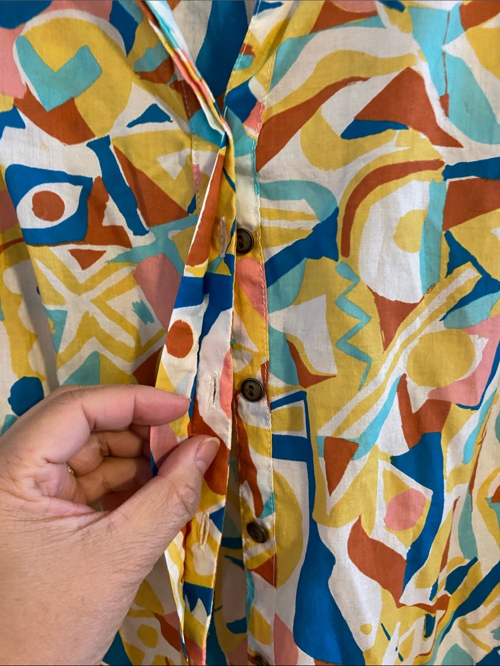 Anthropologie Danielle Kroll Printed Button-Up Top Sleeveless Blouse M - Picture 7 of 14